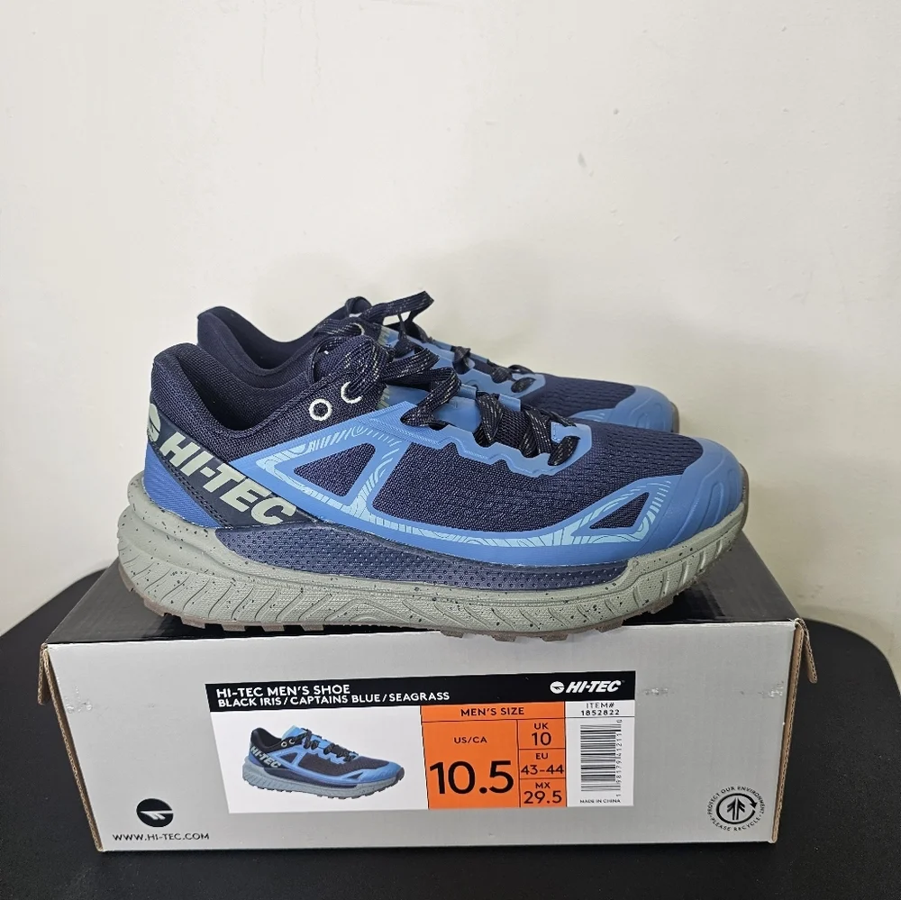 Hi-Tec Men's Shoes Black IRIS Captains Blue Seagrass Size 10.5 - Picture 3 of 7